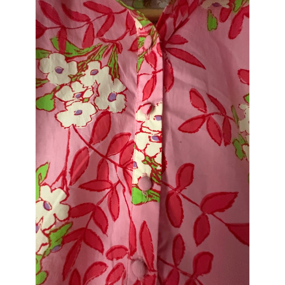 Flora Bea NYC Pink Floral Ruffle Neck Mini Dress Size 4 - Picture 3 of 7
